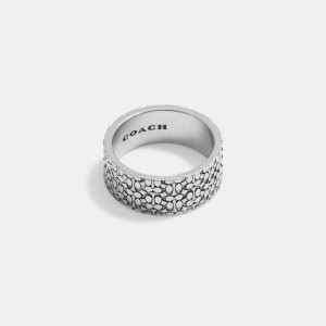 Anillos COACH® Sterling Signature Mujer Plateadas | COFDP477