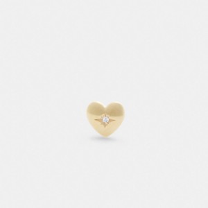 Aretes COACH® 14 K Heart Single Stud Mujer Doradas | COXYM547