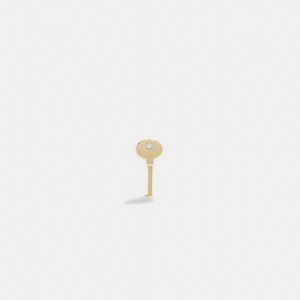 Aretes COACH® 14 K Key Single Stud Mujer Doradas | COCTN546