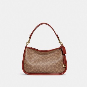 Bolsa Cruzada COACH® Cary In Signature Canvas Mujer Marrones Rojas | COYXI313