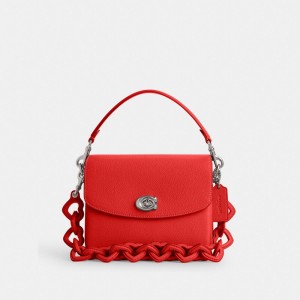 Bolsa Cruzada COACH® Cassie 19 With Heart Strap Mujer Plateadas Rojas | COWNR309