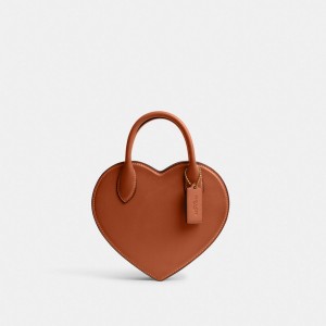 Bolsa Cruzada COACH® Heart In Regenerative Leather Mujer Marrones | COFDH294