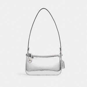 Bolsa de Hombro COACH® Penn In Metallic Mujer Plateadas Plateadas | COTCW199