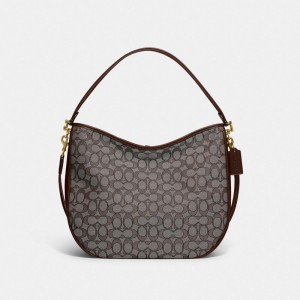 Bolsa de Hombro COACH® Soft Tabby Hobo In Signature Jacquard Mujer Gris | COKOH186