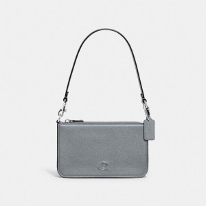 Bolsa de Mano COACH® Pouch With Signature Canvas Mujer Gris Azules | COAHX245