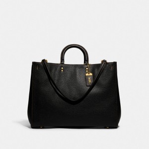 Bolsa de Mano COACH® Rogue 39 In Regenerative Leather Mujer Negras | COJPG239