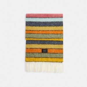 Bufanda COACH® Striped Muffler Mujer Multicolor | COWNM413