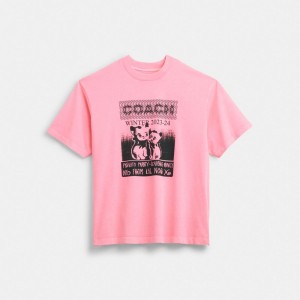 Camiseta COACH® The Lil Nas X Drop Cats Mujer Rosas | COTCB572