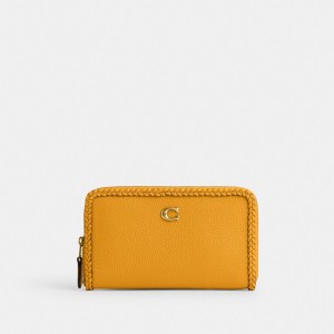 Cartera COACH® Medium Zip Around With Braid Mujer Amarillo | COOKL108