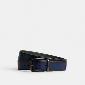 Cinturón COACH® Harness Buckle Cut To Size Reversible, 38 Mm Hombre Azules Oscuro Verde | COPJM818