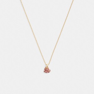 Collar COACH® Pavé Heart Pendant Mujer Doradas Rosas Multicolor | COLIE497