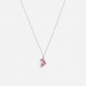 Collar COACH® Stiletto Pendant Mujer Plateadas Rosas | COKOF481