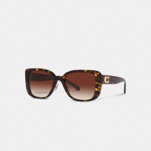 Lentes de Sol COACH® Tabby Oversized Square Mujer Marrones Negras | COXYX380