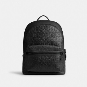 Mochila COACH® Charter In Signature Leather Mujer Negras | CODFD372