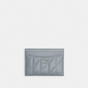 Porta Tarjetas COACH® Essential With Pillow Quilting Mujer Plateadas Gris Azules | COCOM331