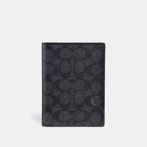 Porta Tarjetas COACH® Passport In Signature Canvas Hombre Gris | COILM872