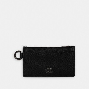 Porta Tarjetas COACH® Zip Mujer Negras | COKOZ325