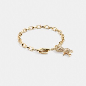 Pulsera COACH® Pavé Rexy Signature Chain Mujer Doradas | COGST553