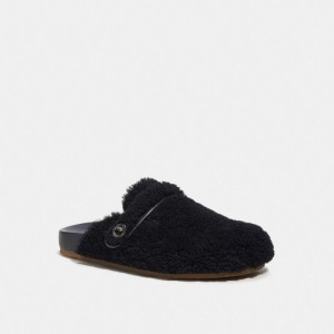 Sandalias COACH® Clog In Shearling Hombre Negras | COCOU960