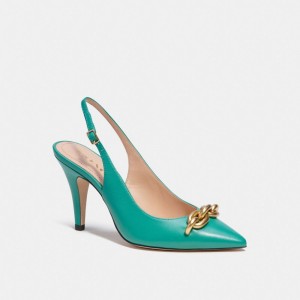 Sandalias COACH® Sadie Slingback Pump Mujer Verde Claro | COEBA721