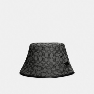 Sombrero COACH® Signature Jacquard Bucket Mujer Gris | COVRX434