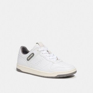 Tenis COACH® C201 Low Top Mujer Blancas Gris | COSGW712