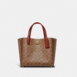 Tote COACH® Willow 24 In Signature Canvas Mujer Marrones Rojas | COKOK134