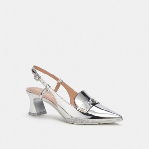 Zapatos Casuales COACH® Nikola Hybrid Slingback In Metallic Mujer Plateadas | COCOG752