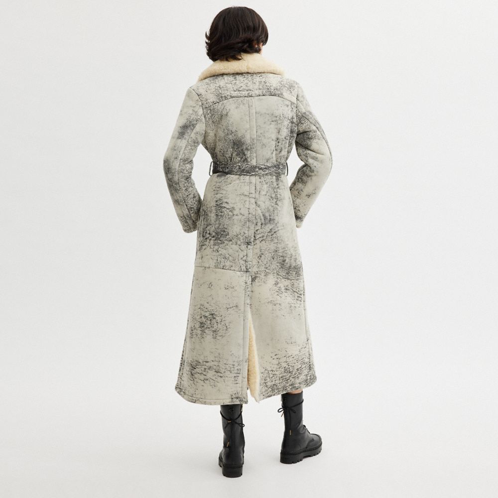 Abrigo COACH® Long Shearling Trench Mujer Negras | COFDW685