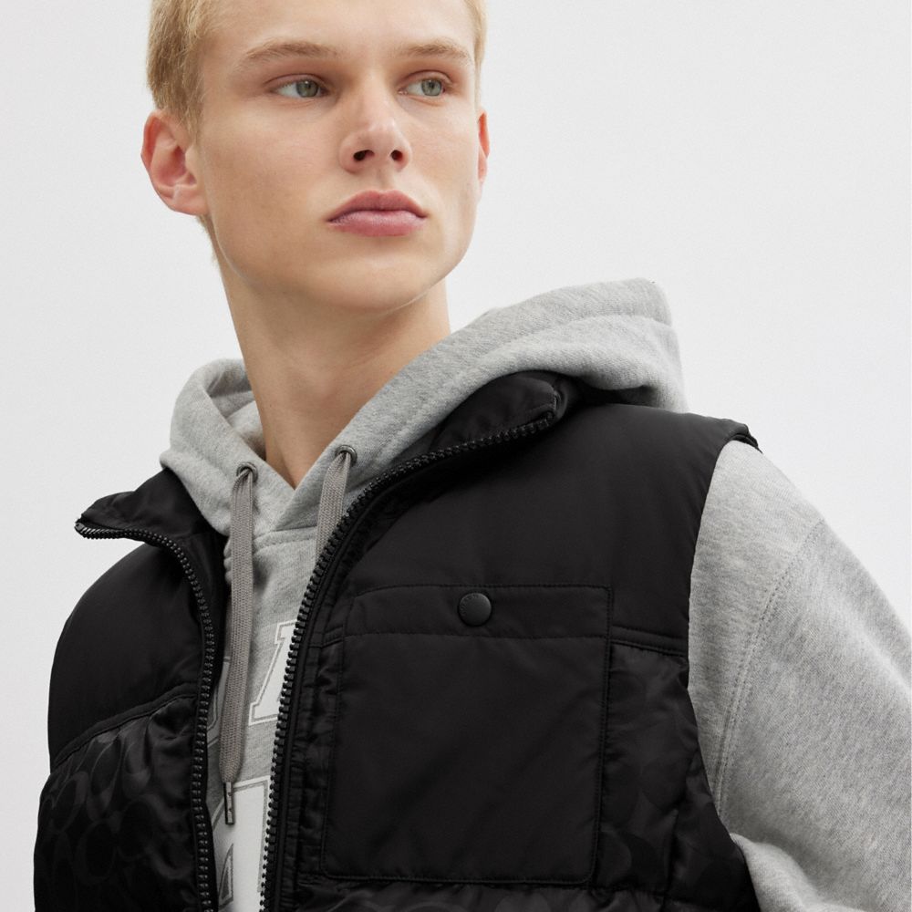 Abrigo COACH® Signature Puffer Vest Hombre Negras | COWNR930