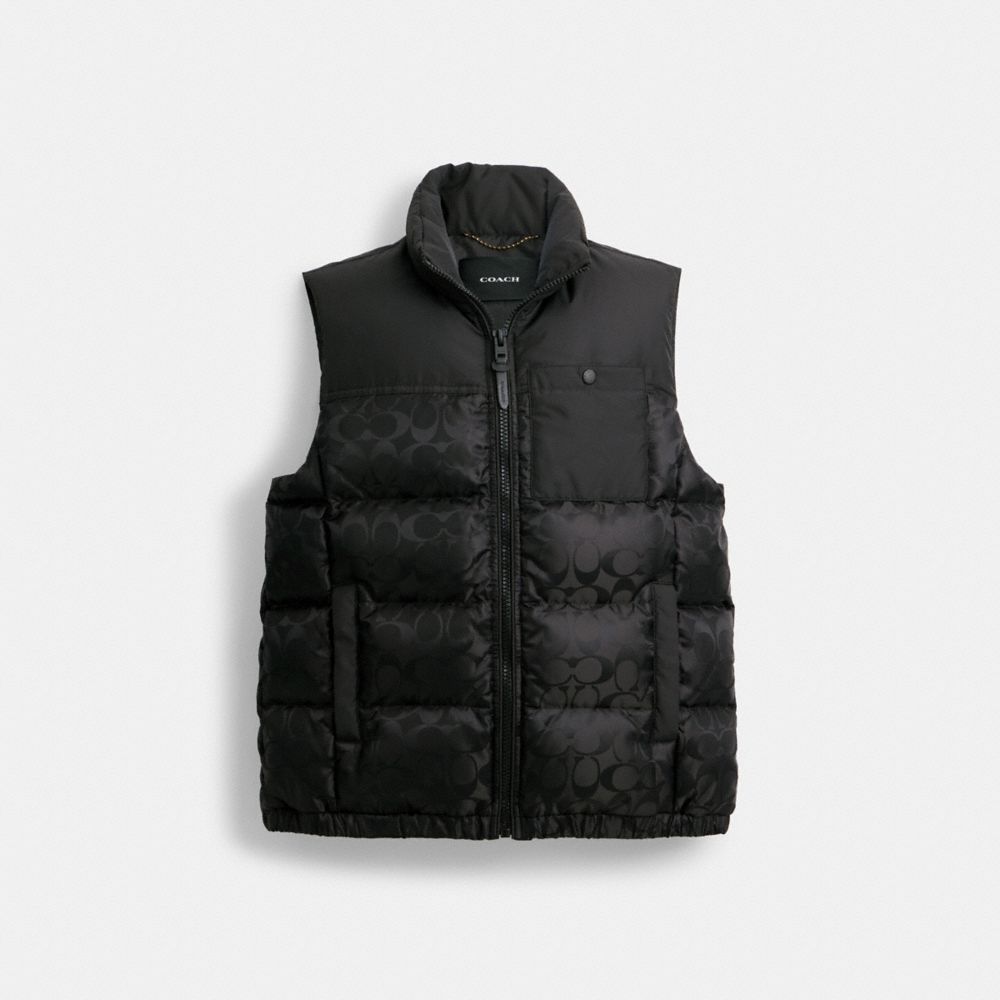 Abrigo COACH® Signature Puffer Vest Hombre Negras | COWNR930