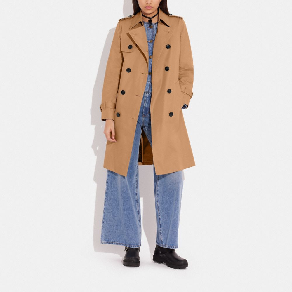 Abrigo COACH® Trench Mujer Kaki | COUZC678