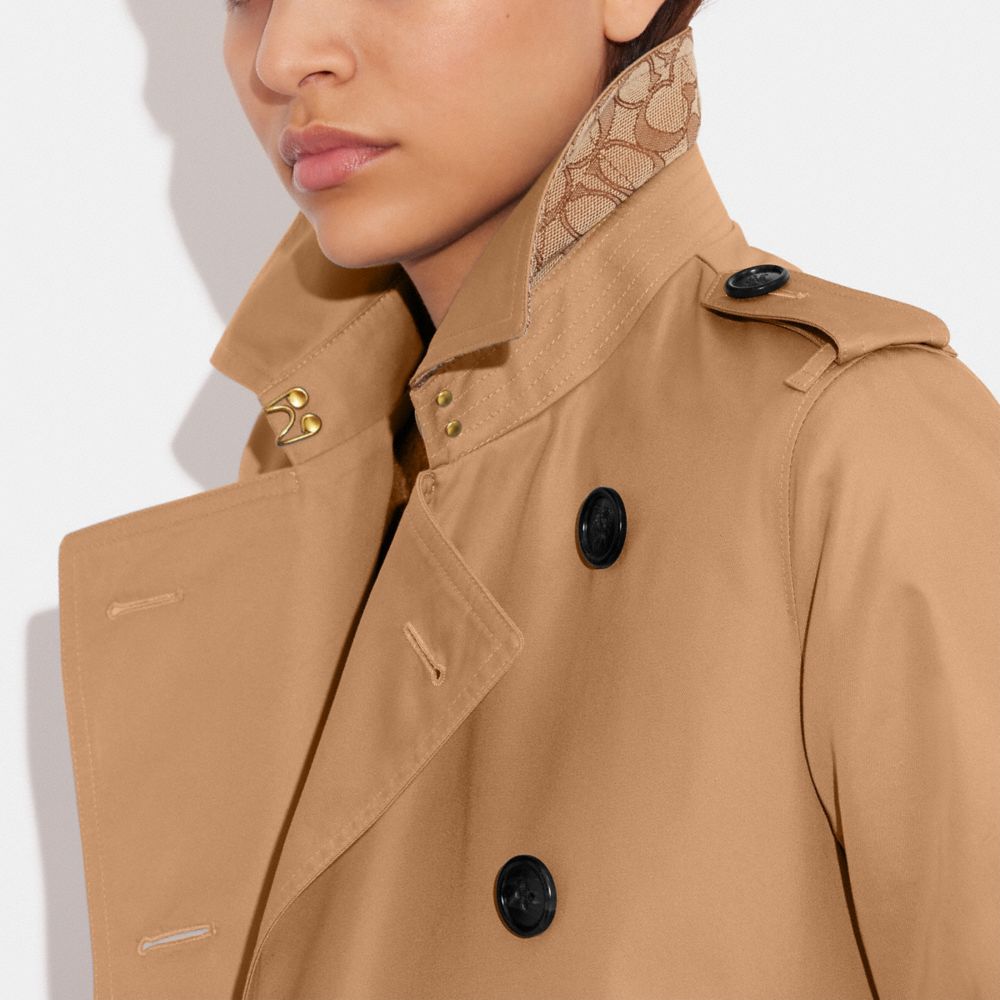 Abrigo COACH® Trench Mujer Kaki | COUZC678