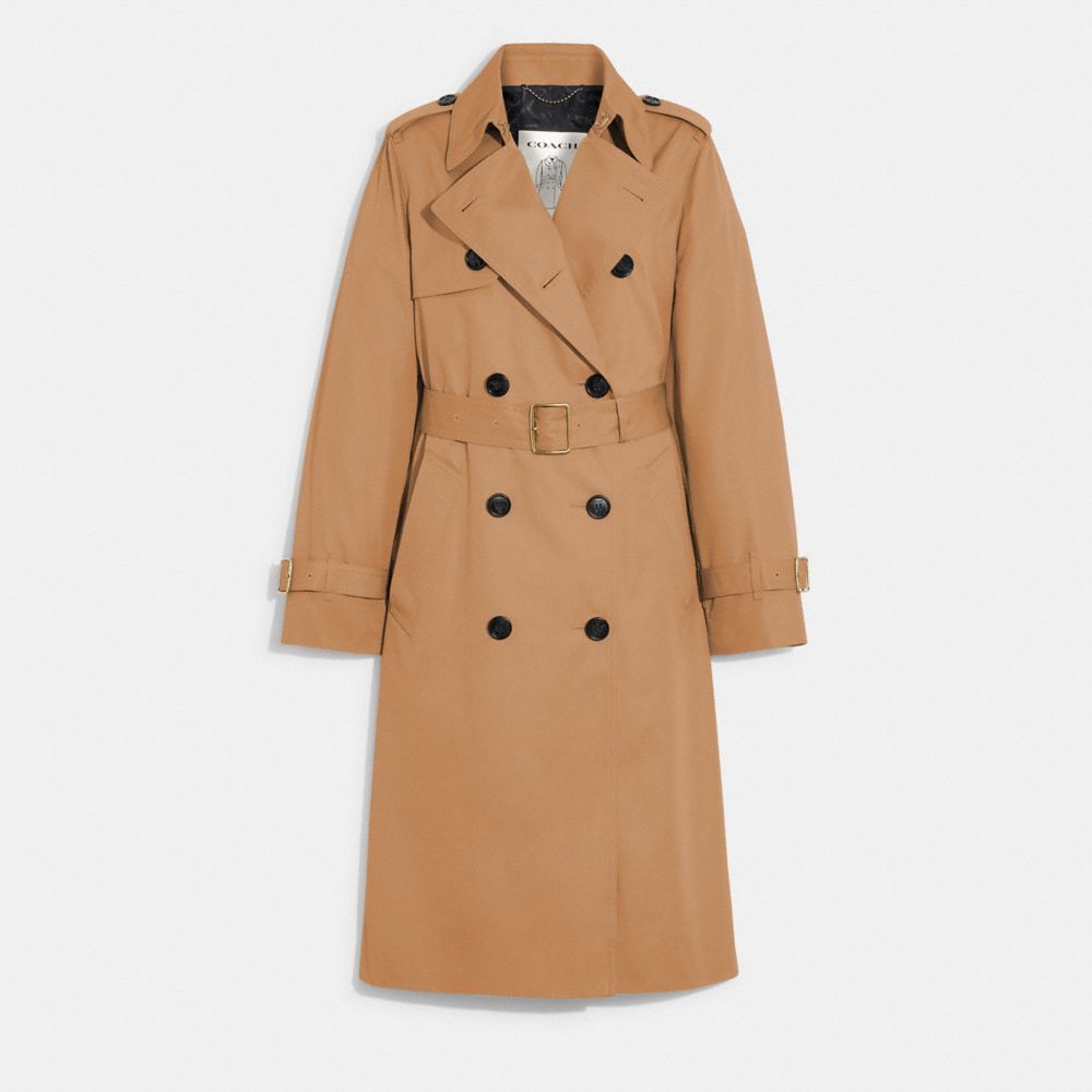 Abrigo COACH® Trench Mujer Kaki | COUZC678