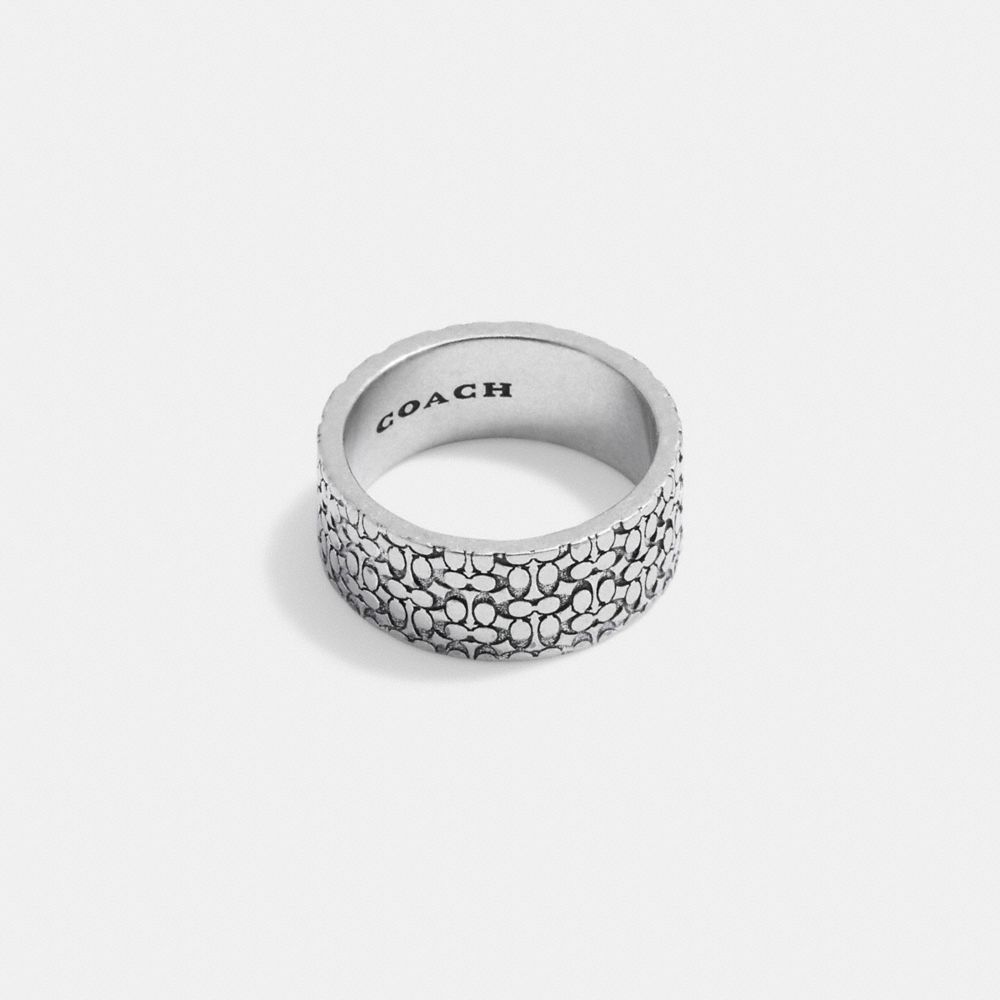 Anillos COACH® Sterling Signature Mujer Plateadas | COFDP477