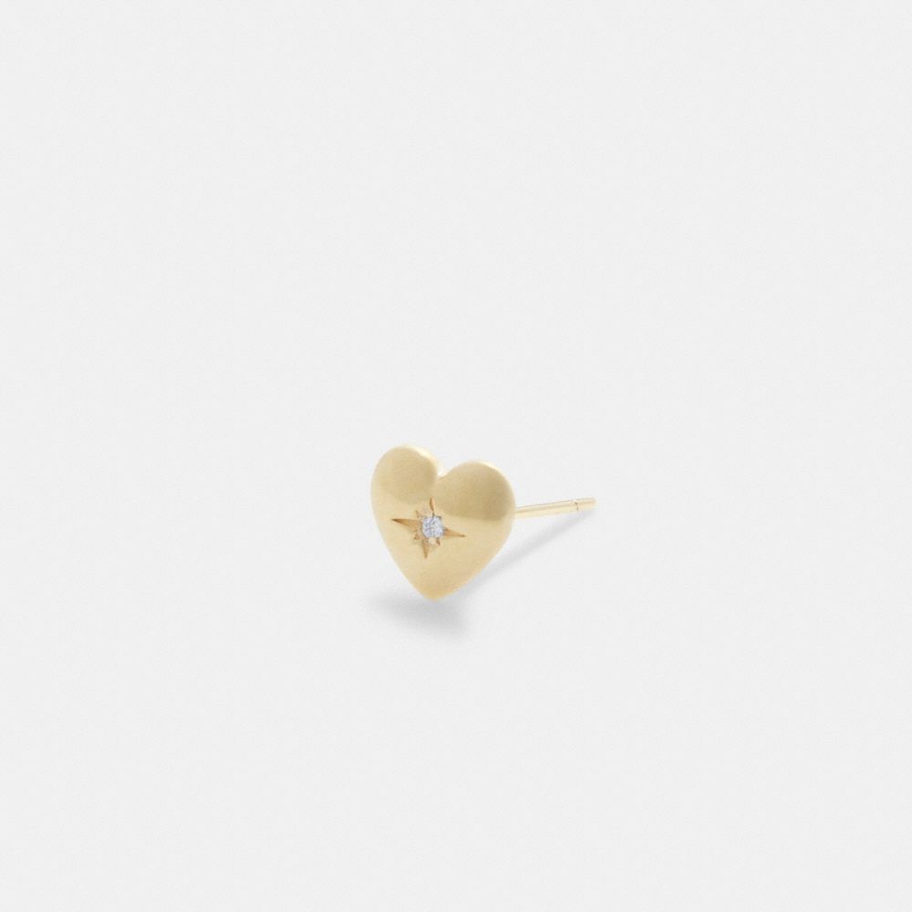 Aretes COACH® 14 K Heart Single Stud Mujer Doradas | COXYM547