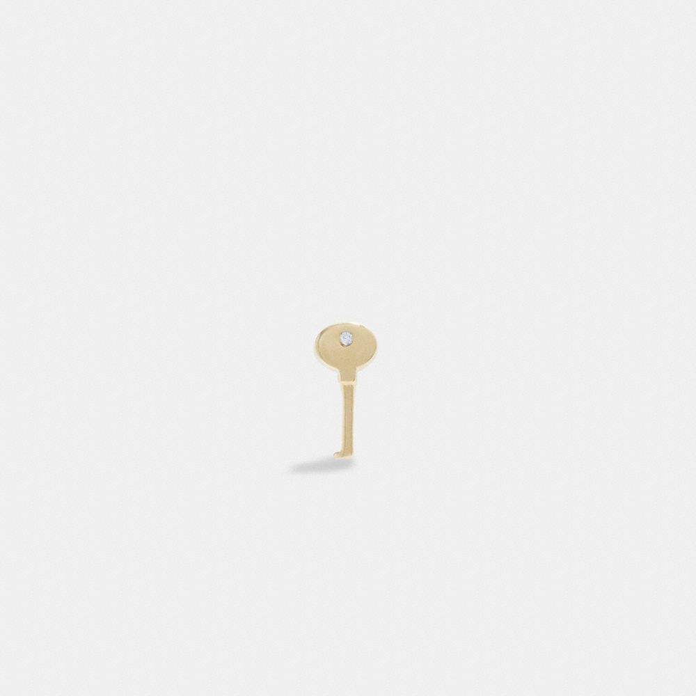 Aretes COACH® 14 K Key Single Stud Mujer Doradas | COCTN546