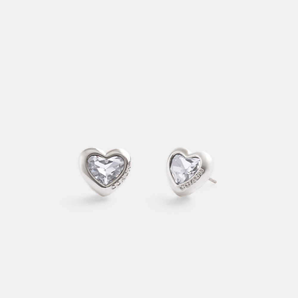 Aretes COACH® Heart Stud Mujer Plateadas | COLCO534