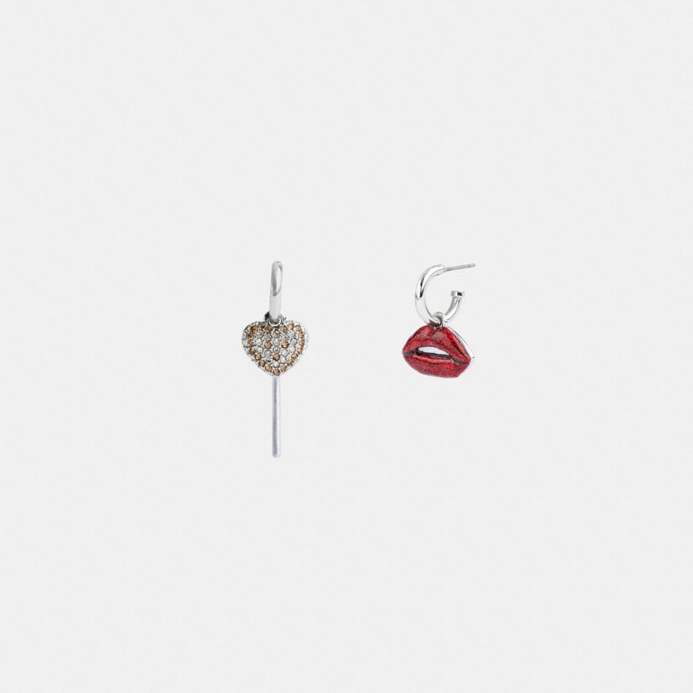 Aretes COACH® Lollipop And Lips Mismatch Mujer Plateadas Multicolor | COJPA532