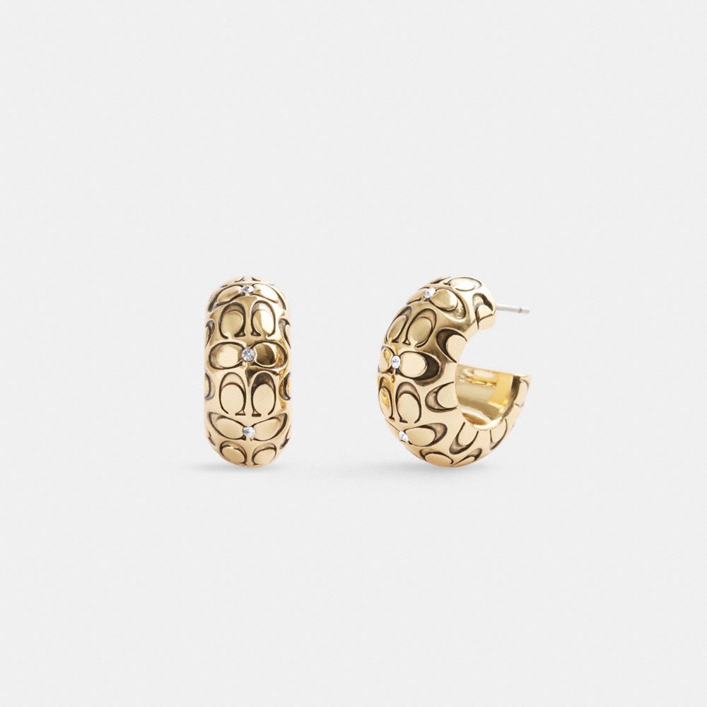 Aretes COACH® Quilted Signature Chunky Hoop Mujer Doradas | COSGY527