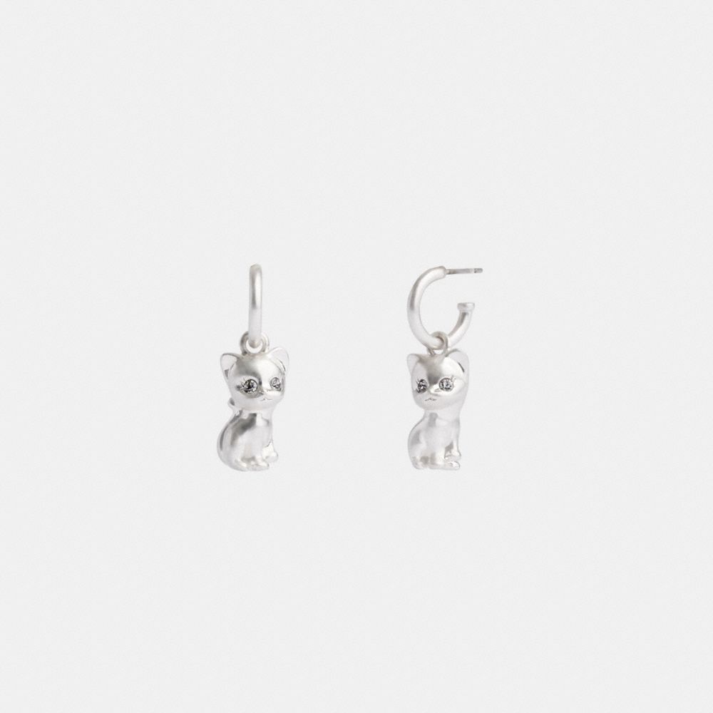 Aretes COACH® The Lil Nas X Drop Cat Huggie Mujer Plateadas | CORVK512