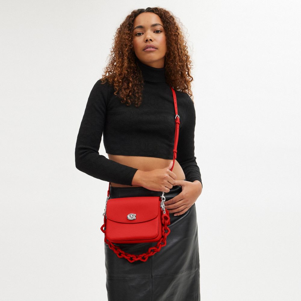 Bolsa Cruzada COACH® Cassie 19 With Heart Strap Mujer Plateadas Rojas | COWNR309