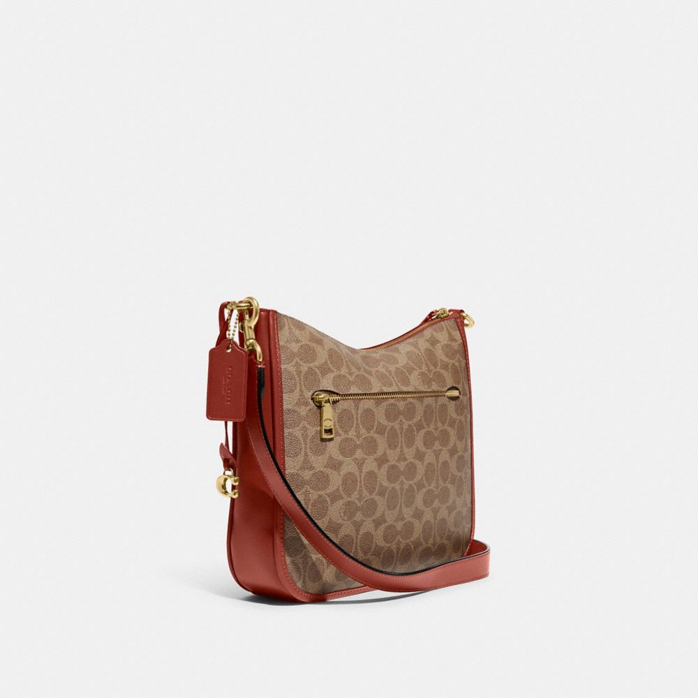 Bolsa Cruzada COACH® Chaise In Signature Canvas Mujer Marrones Rojas | COWNQ306