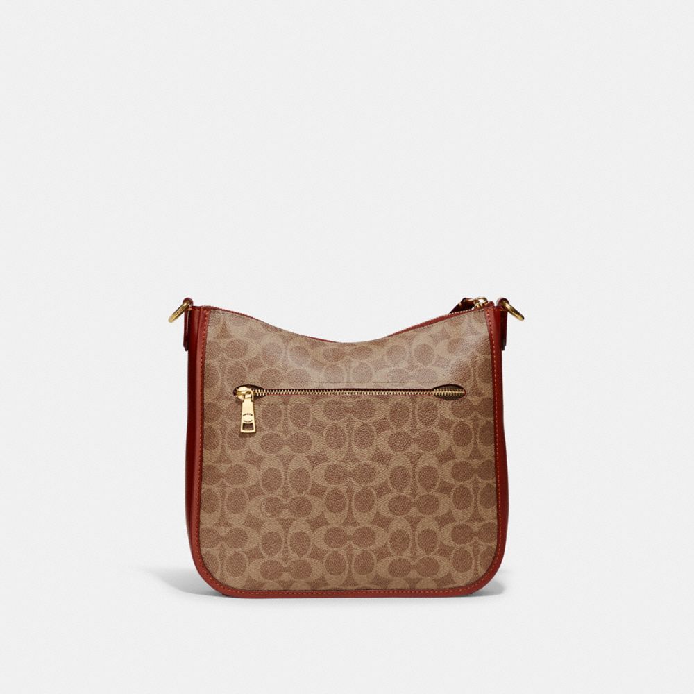 Bolsa Cruzada COACH® Chaise In Signature Canvas Mujer Marrones Rojas | COWNQ306