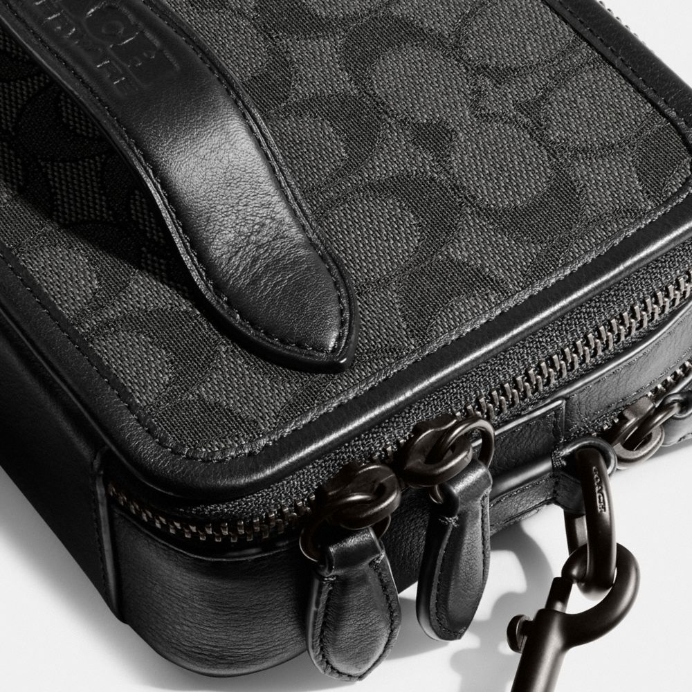 Bolsa Cruzada COACH® Charter In Signature Jacquard Hombre Gris Negras | COFDX866