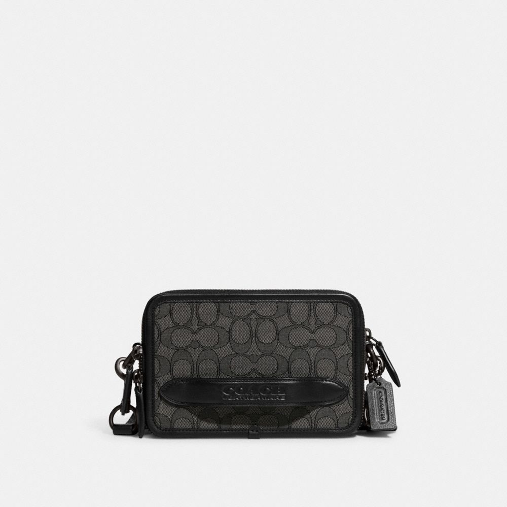 Bolsa Cruzada COACH® Charter In Signature Jacquard Hombre Gris Negras | COFDX866