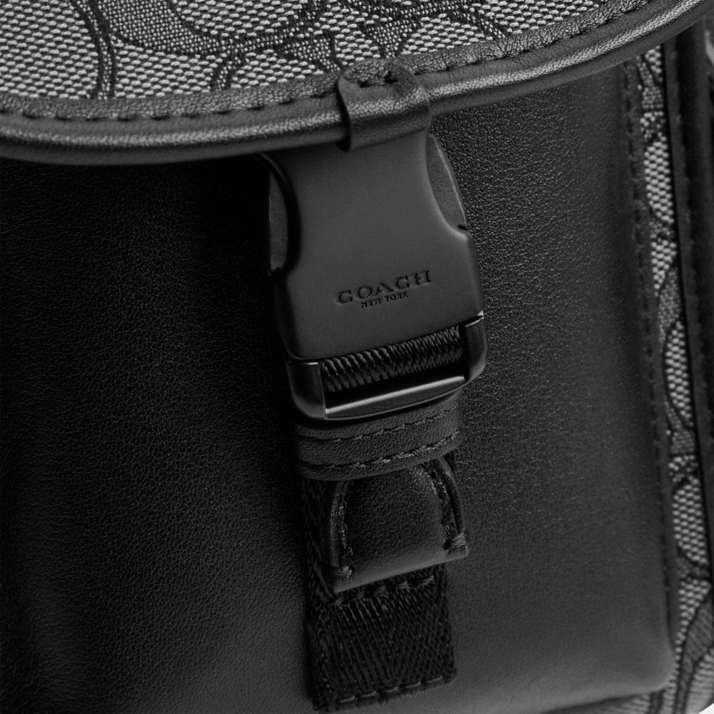 Bolsa Cruzada COACH® Charter North/South With Hybrid Pouch In Signature Jacquard Hombre Gris Negras | COJPK863