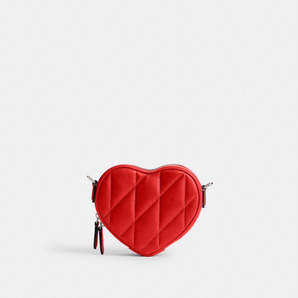 Bolsa Cruzada COACH® Heart 14 With Pillow Quilting Mujer Plateadas Rojas | CODFJ295