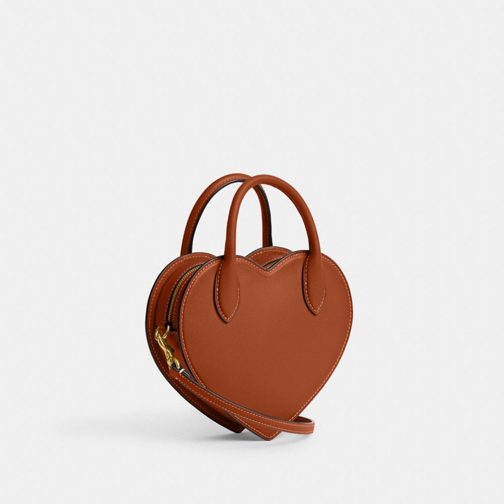 Bolsa Cruzada COACH® Heart In Regenerative Leather Mujer Marrones | COFDH294