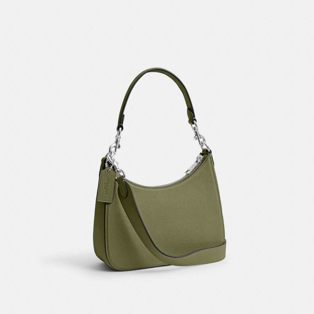 Bolsa Cruzada COACH® Hobo With Signature Canvas Mujer Verde Oliva | COHAF292